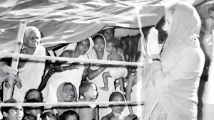 Indira Gandhi in a refugee camp in India in 1971