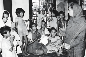 Indira Gandhi in a refugee camp in India in 1971