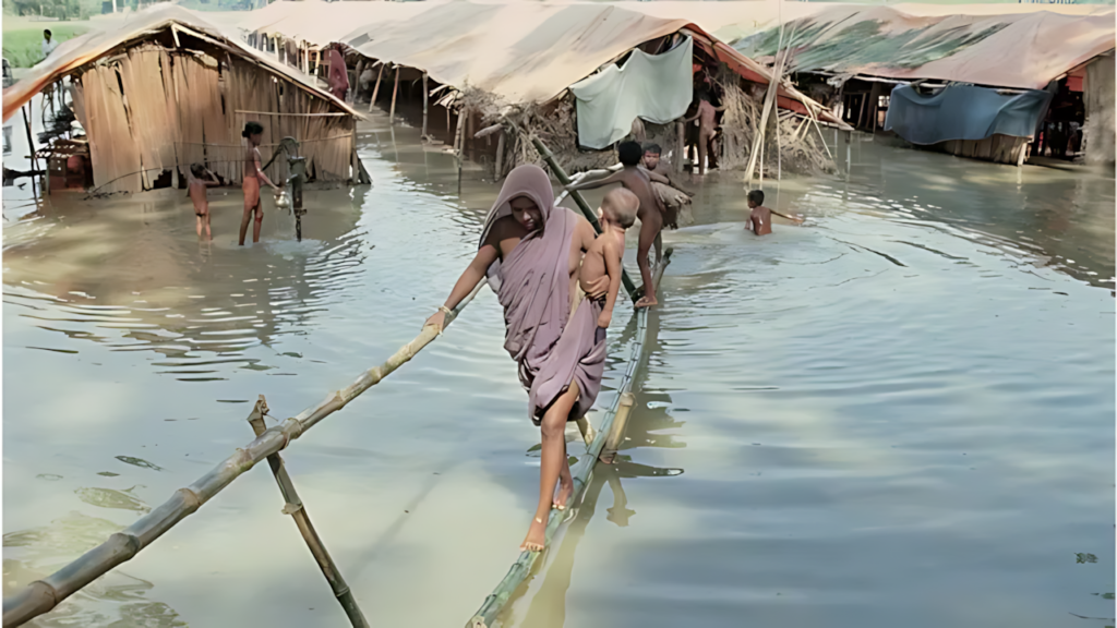 Life in a refugee camp in India during the monsoons in 1971