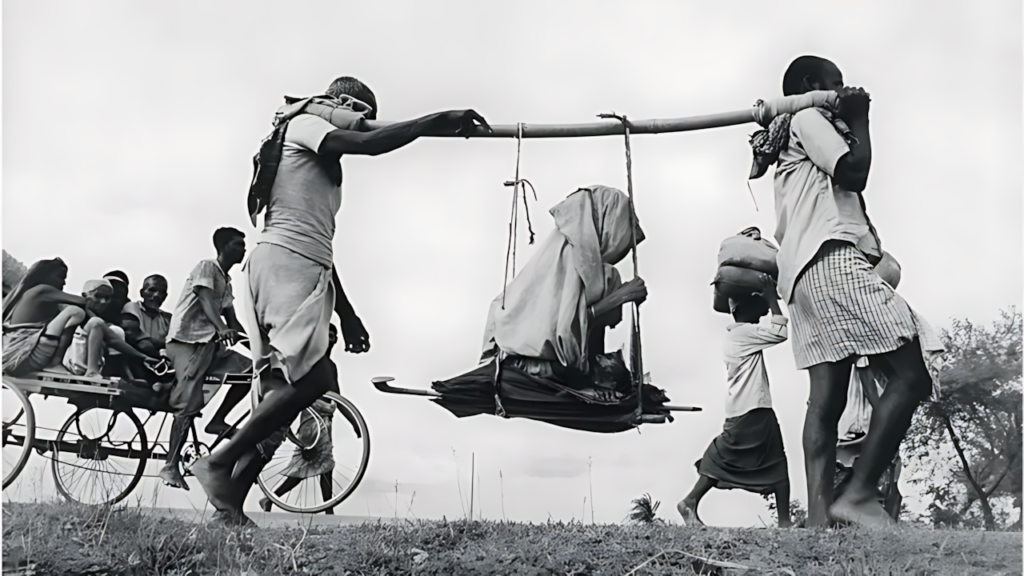Many people walked miles to reach India