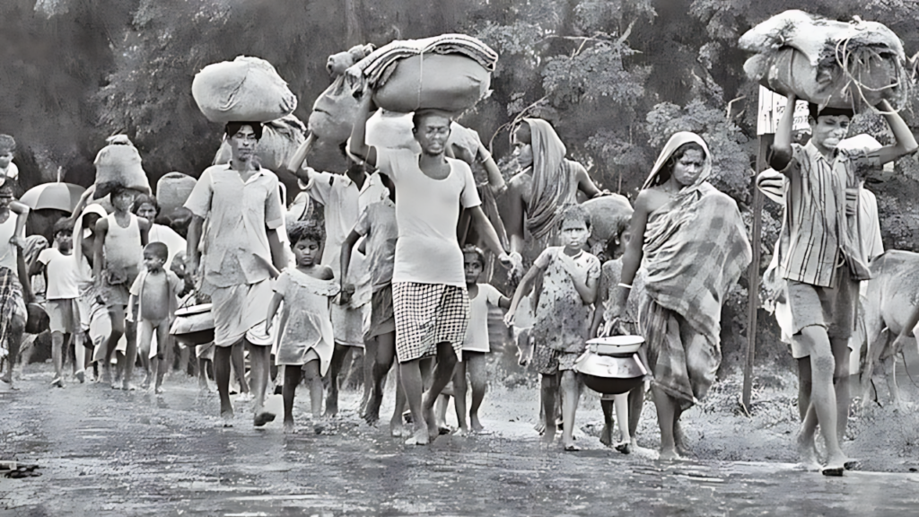 People flee to India to escape atrocities by Pakistani forces in 1971
