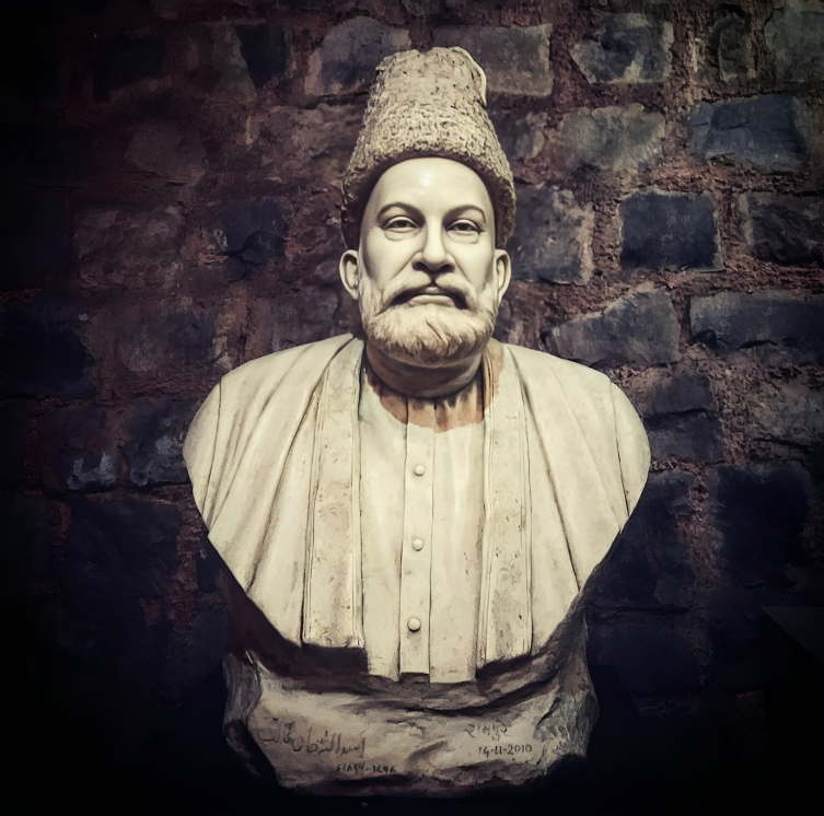 The statue of Mirza Ghalib at Ghalib ki Haveli