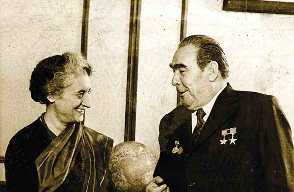 Indira Gandhi and Leonid Brezhnev, General Secretary of the Communist Party of the Soviet Union